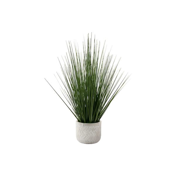 White Green 21-Inch Grass Indoor Table Potted Decorative Green Grass Artificial Plant, image 1